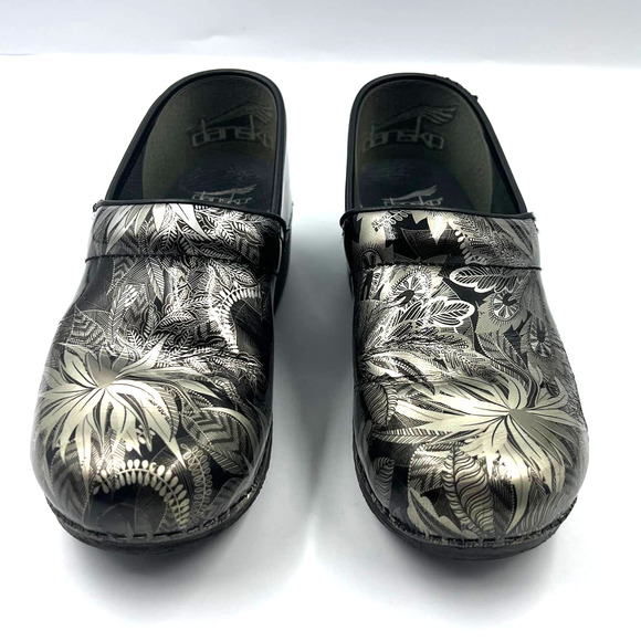 Dansko XP 20 Mules Clogs SIlver Greenery Mosaic Slip On Women's 40 US 9.5 - 10 - Picture 2 of 13